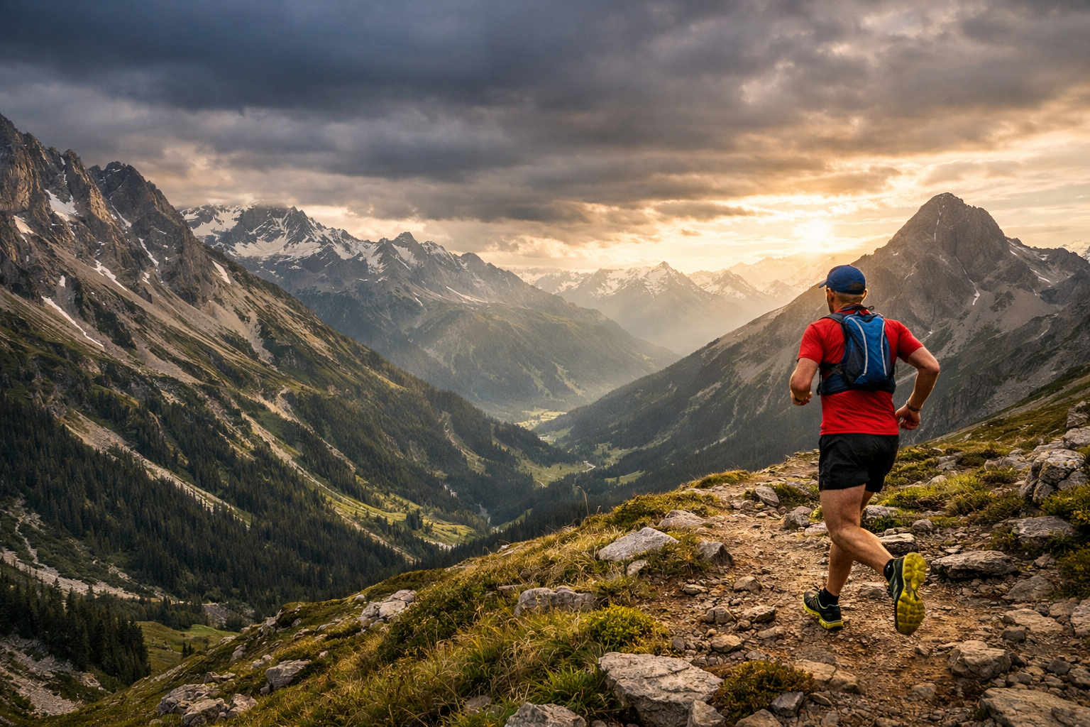 Trail runner na montanha